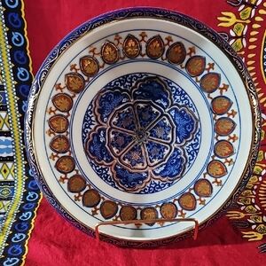 Vintage Gold Imari Hand Painted Japanese Porcelain Plate/Bowl Blue Gold